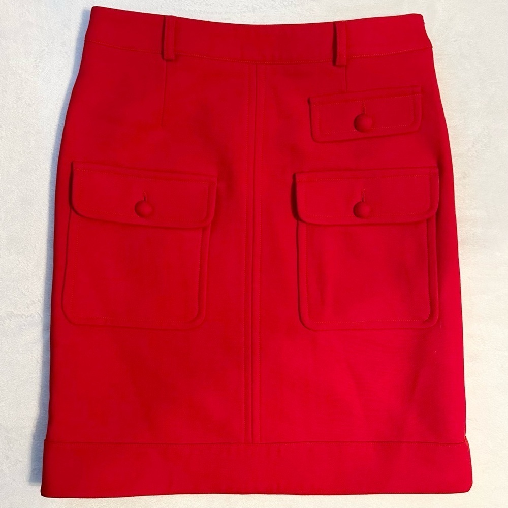 PAUL & JOE Paris Press Sample Red Pocket Pencil Skirt S 28 Wool France OOAK RARE